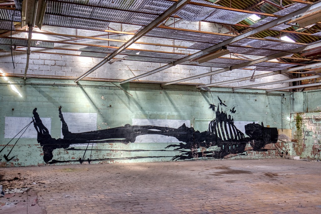 HDR graffiti streetart street-art street art skeleton factory urbex roa klaas van der linden kunst kunstwerk decay verlaten lost place places abandoned